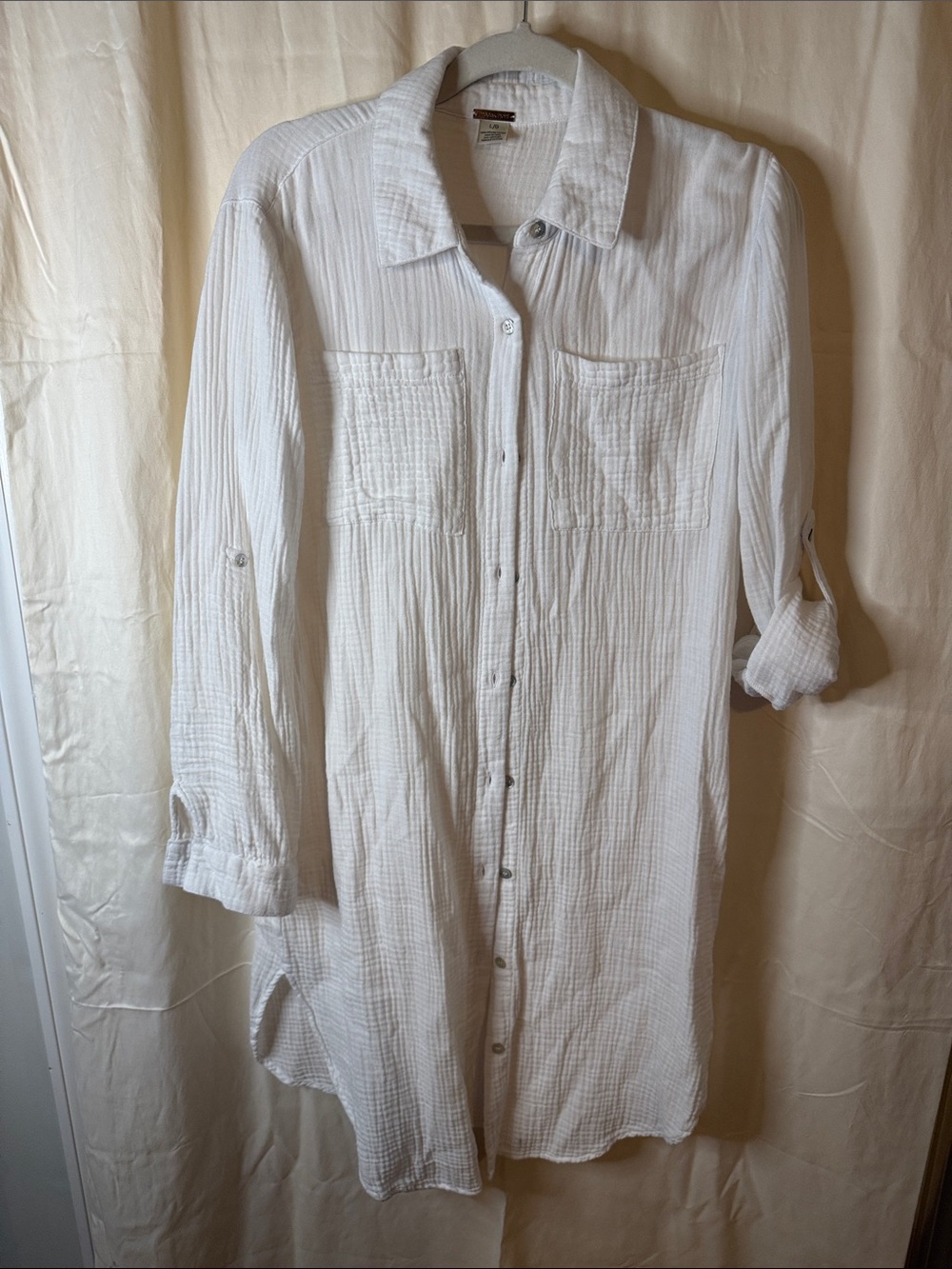 Magaschoni White Textured Midi Shirt Dress